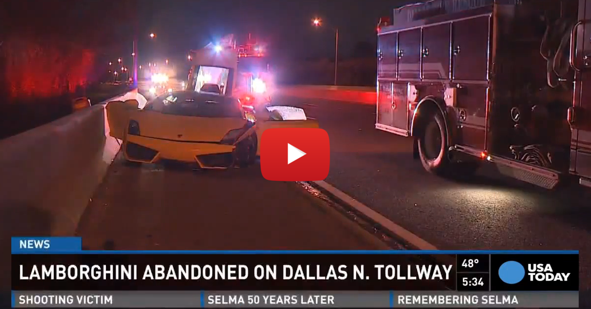 Wrecked Lamborghini Abandoned on Dallas Highway