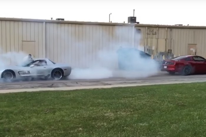 Who Will Win a Chevy Corvette Z06 C5 vs. Ford Mustang GT Tug of War?