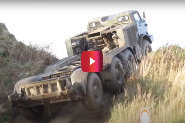 Twin-Engine Military Power Truck Plays Seesaw on a Massive Incline