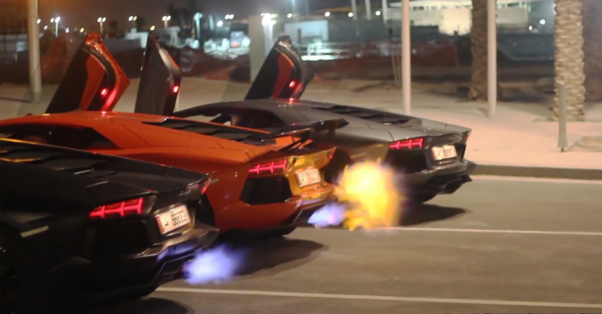 Lamborghini Aventadors engage in a flame war