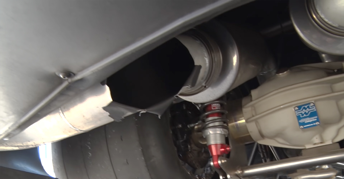 Muffler explodes off Camaro running twin turbos