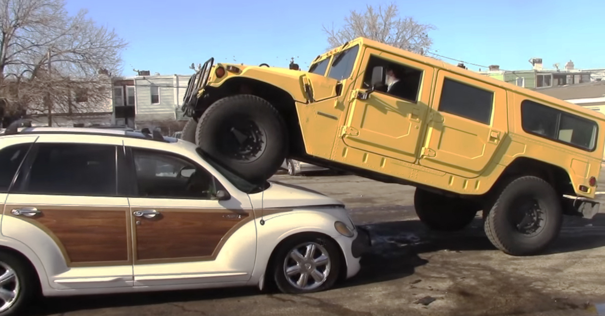 Guy Buys PT Cruiser off Craigslist Just to Crush It with His Hummer