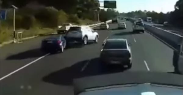 Watch one oblivious driver set off a chain reaction of carnage