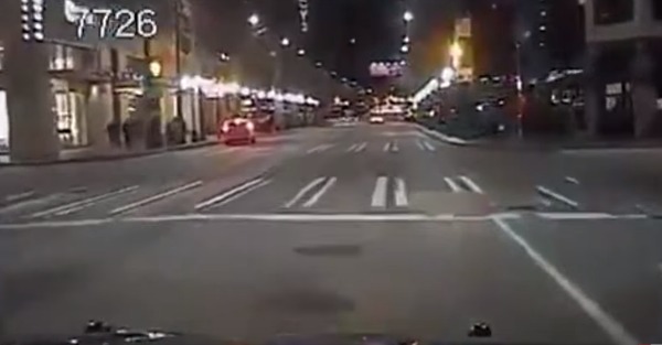 A red light runner didn’t even make it through the intersection before being stopped