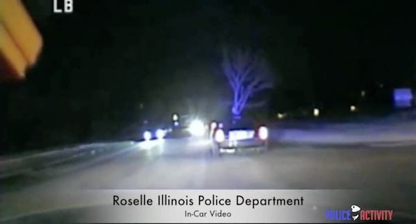 In a wild piece of dashcam footage, a woman gets stopped by cops for dragging a tree