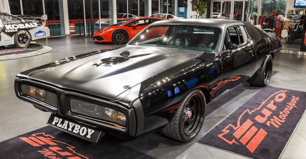 A Playboy-themed 1972 Dodge Charger with a NASCAR engine is up for grabs