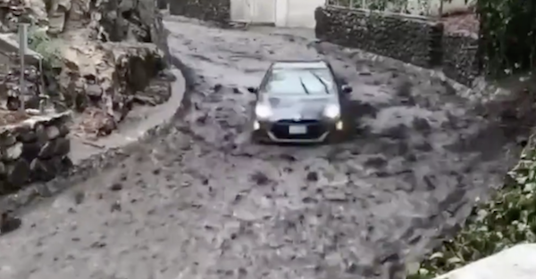 Watch a car get totally swept away with the Santa Barbara mudslides
