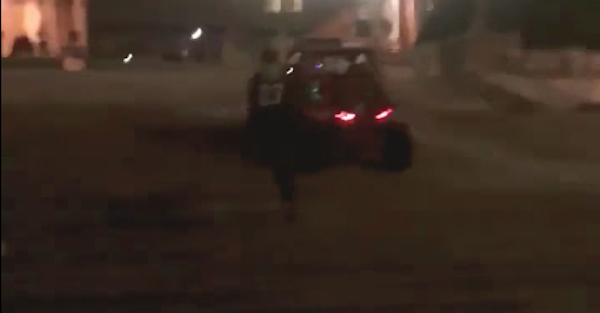 Out-of-control NFL fans ran an ATV over a historic landmark following playoff victory