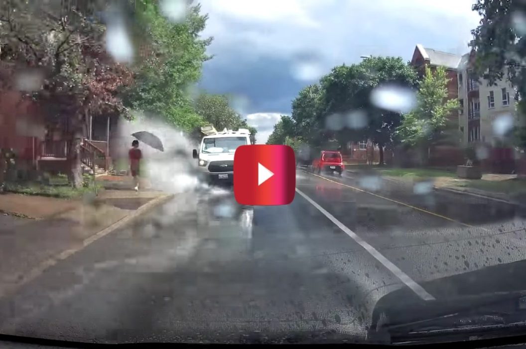 van driver purposely splashes pedestrians