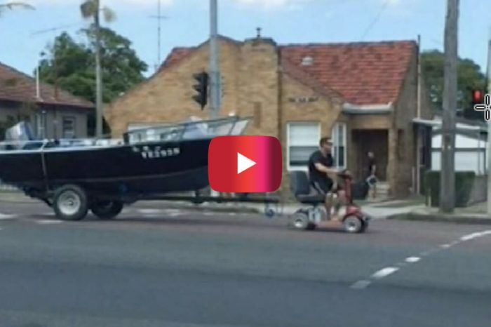 Man Picks a Wild Way to Tow His Fishing Boat