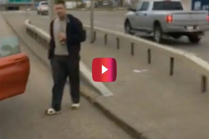 Guy Drinks a Beer on the Highway After Rear-Ending Car