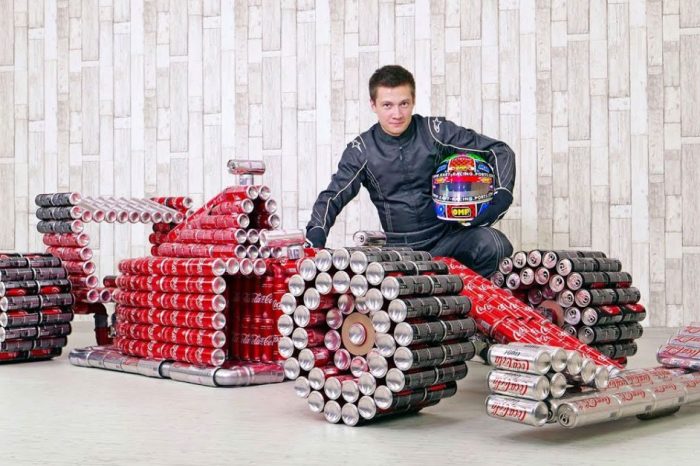 DIY Pros Spent 400 Hours Making This 1,000-Coke Can Formula 1 Car