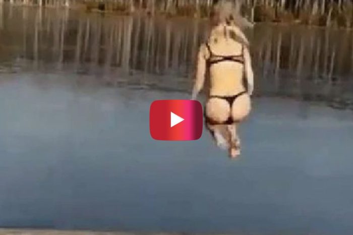 Russian Girl Tries Cannonballing into Lake, Ends up Regretting it Big Time