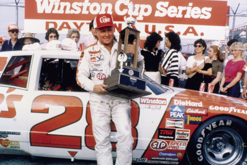 cale yarborough with trophy after 1984 daytona 500 win