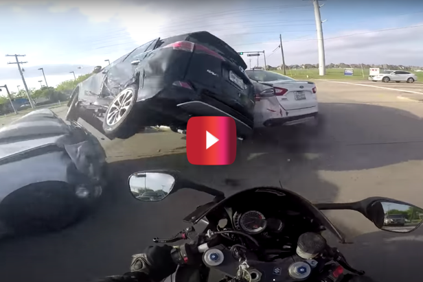 Helmet Cam Captures Extreme Crash That Biker Was Lucky to Walk Away From