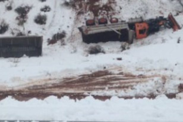 Snow Plow Plummets 300 Feet After Getting Run Off Road by Trucker