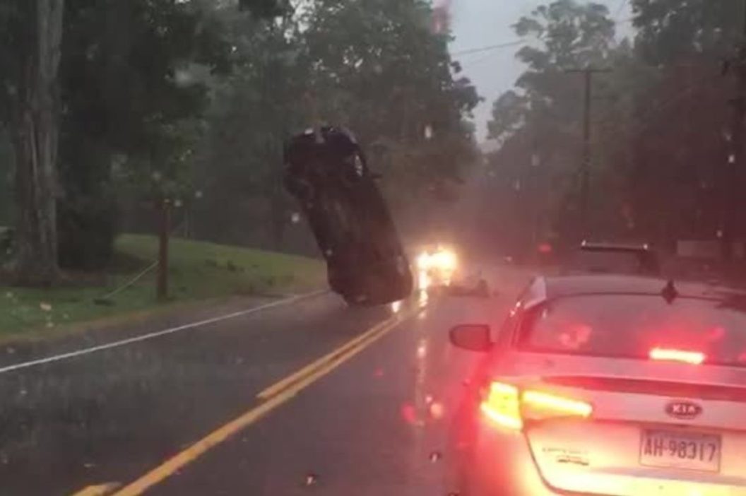 car in weird position in connecticut
