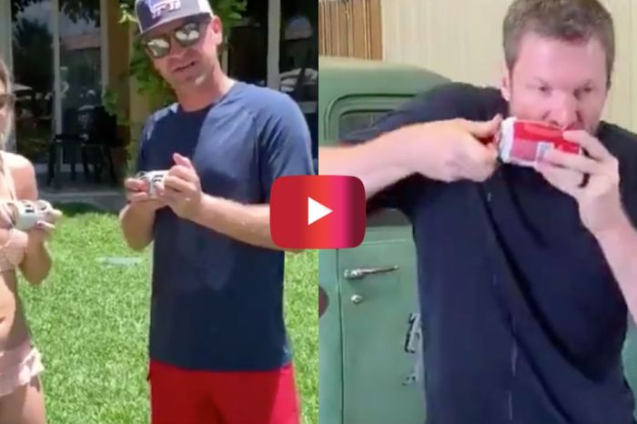Clint Bowyer Crushes Dale Jr. in Shotgunning Beer