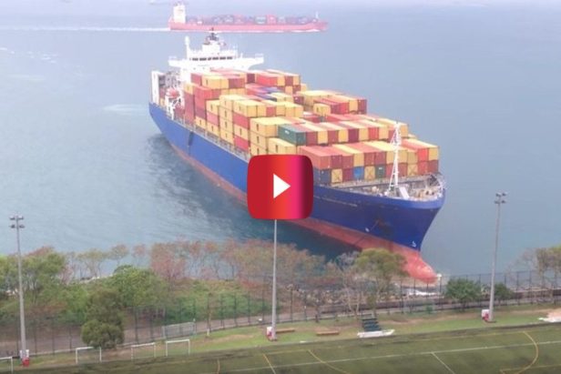Massive Container Ship Nearly Plows Through Soccer Fields
