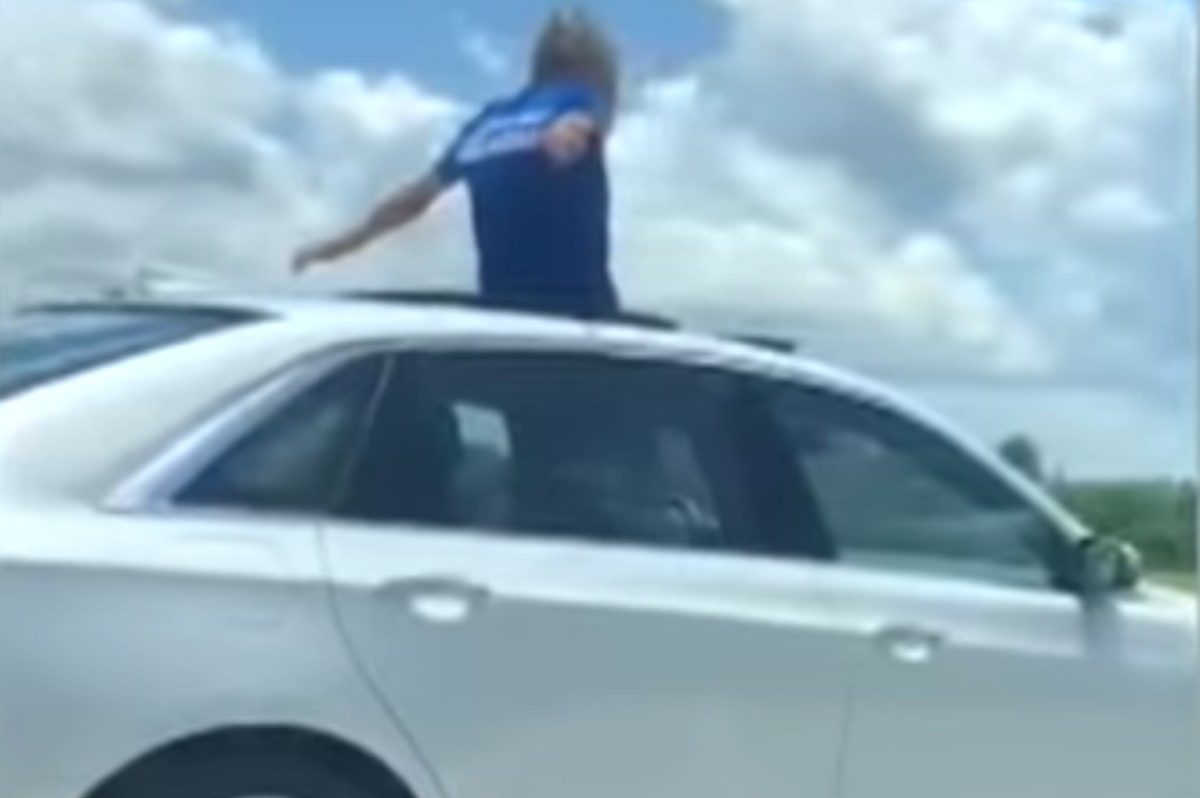 florida man standing through sunroof at 100 mph
