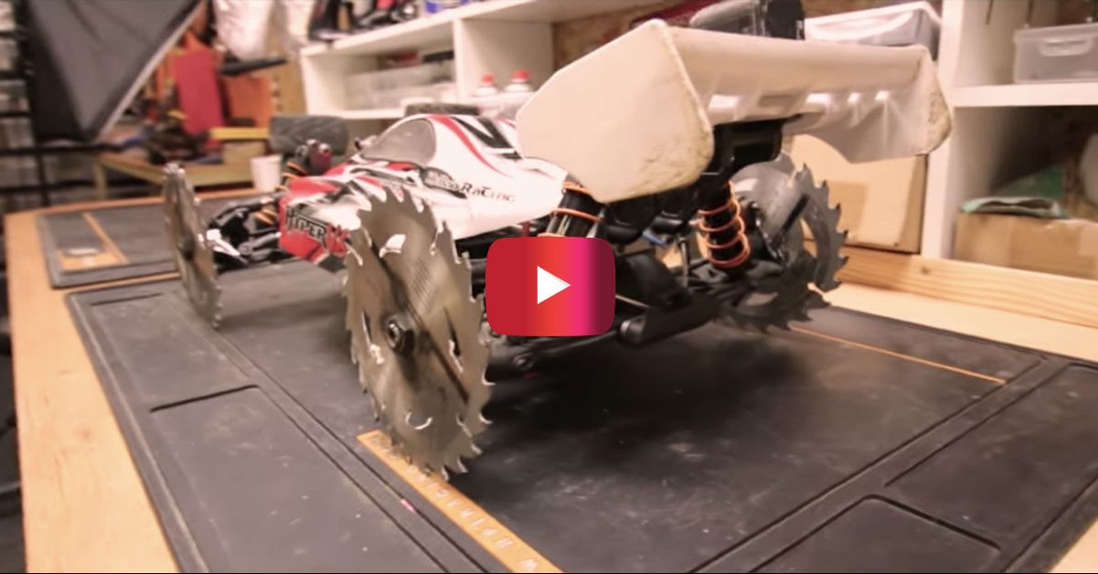 rc car with saw blades