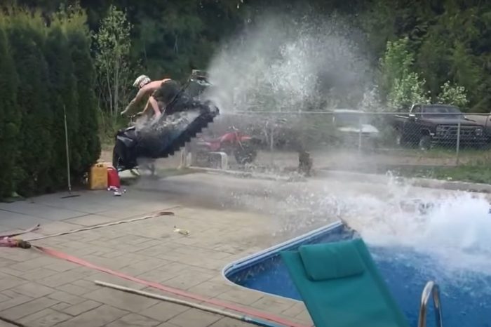 Snowmobiler’s Swimming Pool Stunt Lands Him in the Hospital