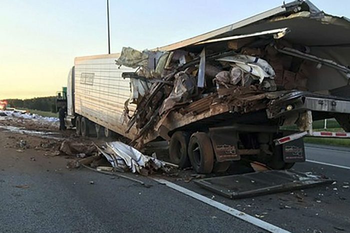 Semi Crash Scatters Lithium Batteries, Cocoa Powder on Indiana Highway