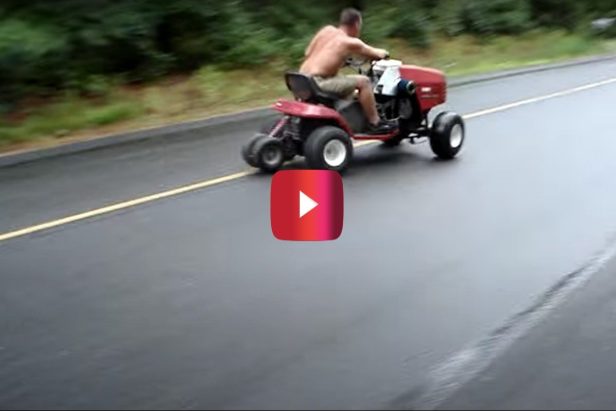 The Ultimate Redneck Mower Rips Around Town at High Speeds