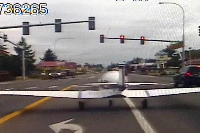 Crazy Dashcam Video Shows Small Plane Land on Washington Highway