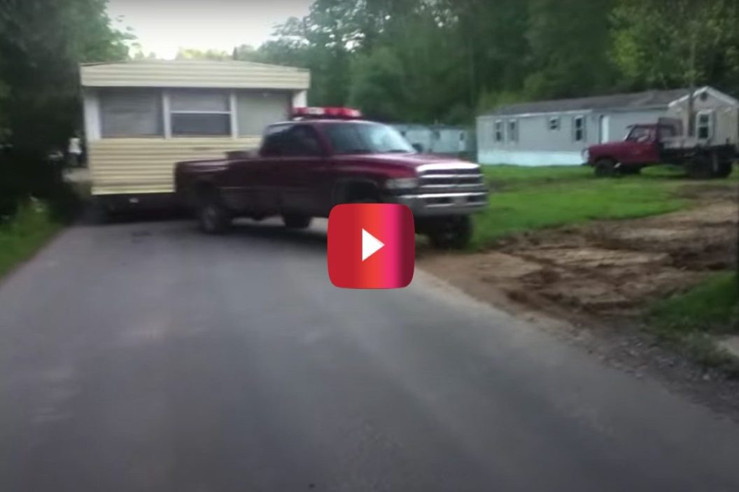 Dodge Truck Hauls Single Wide Trailer