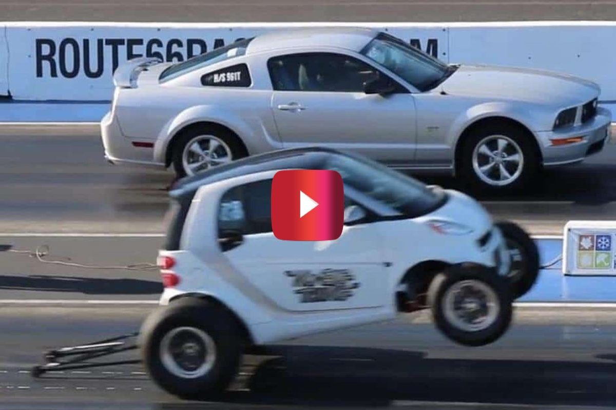 smart car vs. mustang gt drag race