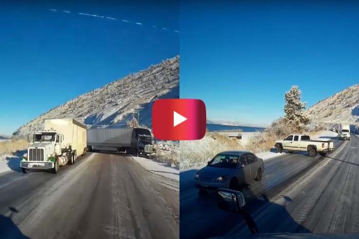 Trucker Dodges Several Icy Accidents on Oregon Highway