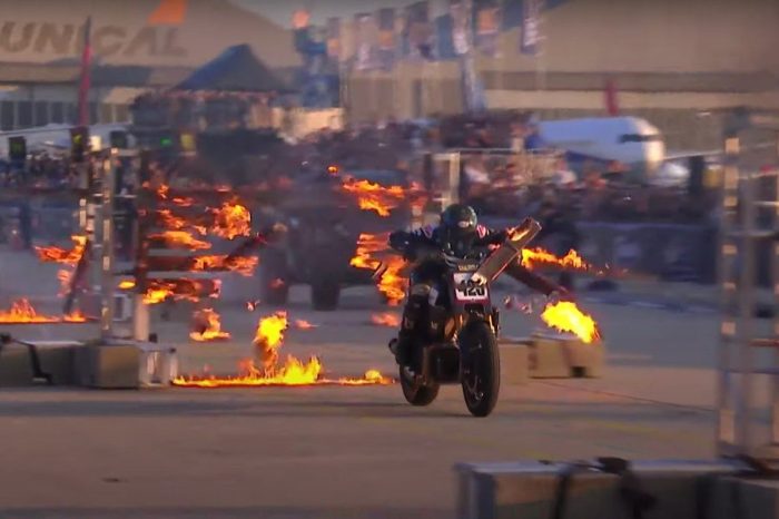 Pro Motocross Rider Vicki Golden Smashes Through 13 Flaming Boards in Record-Breaking Stunt