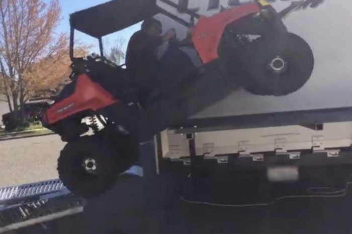 ATV Flips Upside Down During Loading Attempt