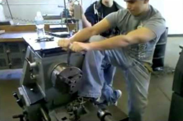 Kid Messes With Hydraulic Lathe, Nearly Snaps Leg in Half