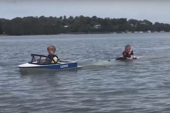 This Mini Ski Boat Is an Incredible Water Toy for the Kids