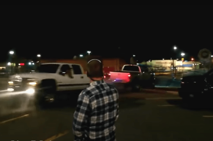 Diesel Dodge Drags Chevy Around Parking Lot in Tug of War Domination