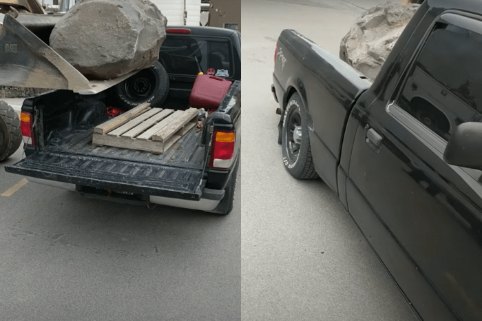 Ford Ranger Truck Bed Can’t Handle the Weight of Massive Boulder