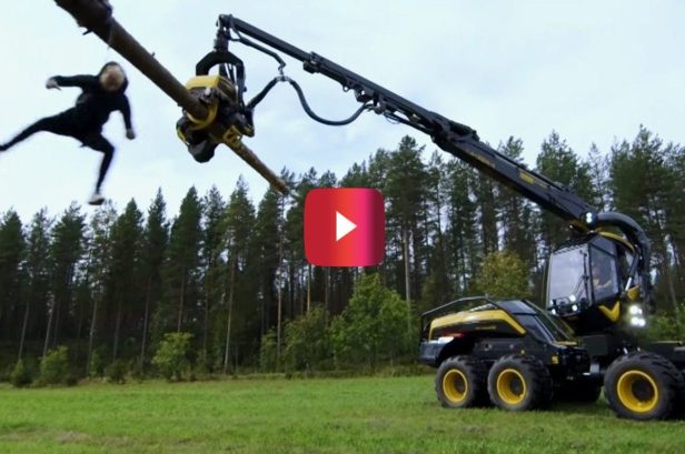 Finland’s Version of “Jackass” Brought Out a High-Powered Forest Machine for This Ridiculous Stunt