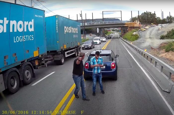 Reckless Mini Cooper Cuts in Front of Semi and Regrets It