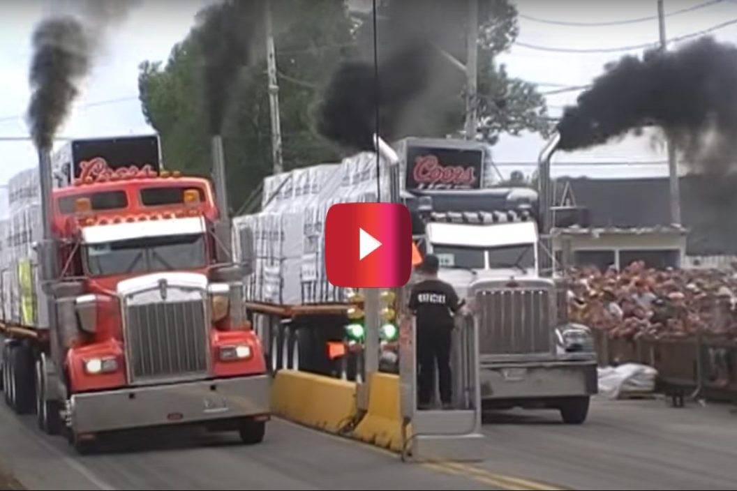 kenworth vs. peterbilt semi truck race