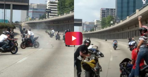Bikers Shut Down Highway for Memorial Day Stunt Session