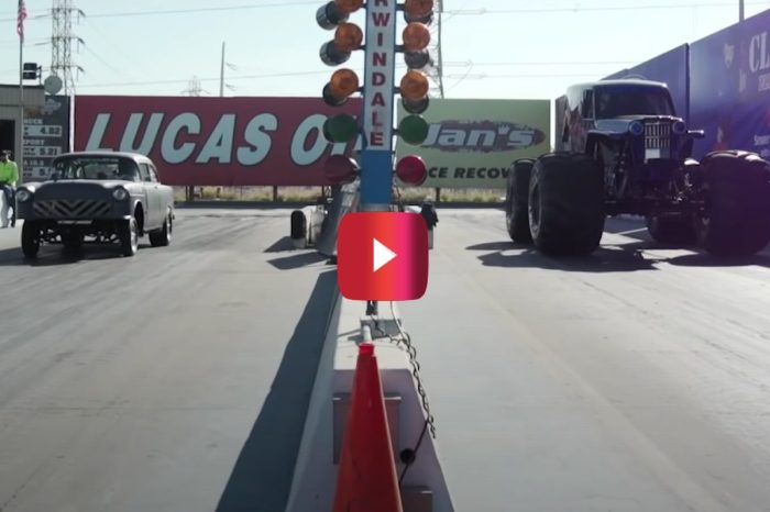 ’55 Chevy Bel Air Faces Monster Truck in Drag Race, and They Have a Combined 2,000 Horsepower