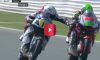 motorcycle racer pulls opponent's lever
