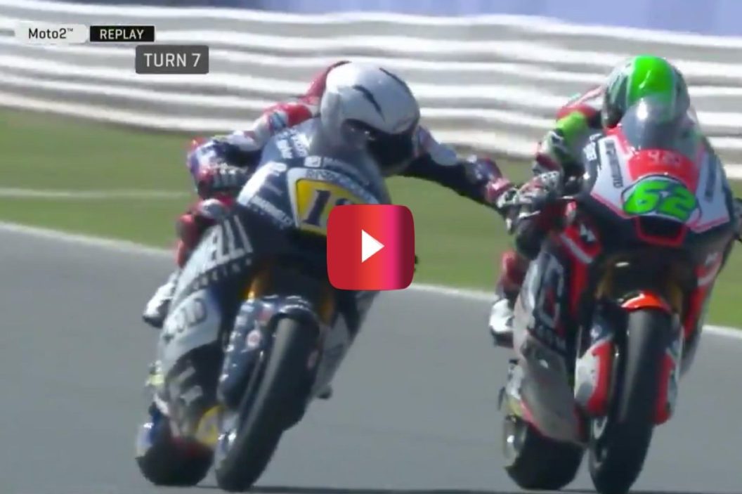 motorcycle racer pulls opponent's lever