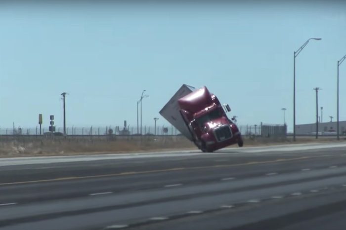 80 MPH Winds Knock Over Semi Truck in Texas