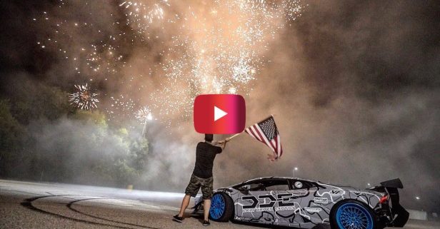 Fireworks and Lamborghini Donuts Create Epic 4th of July Stunt