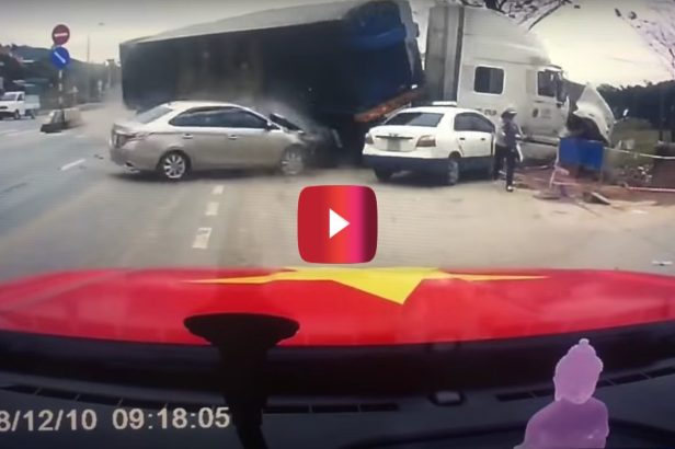 Mother Turns on the Jets and Barely Saves Child From Out-Of-Control Truck