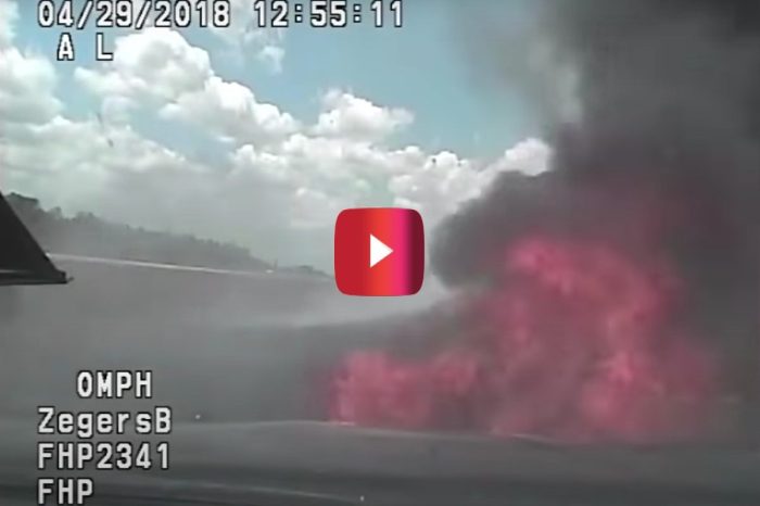 Cop Car Catches Fire at Over 140 MPH