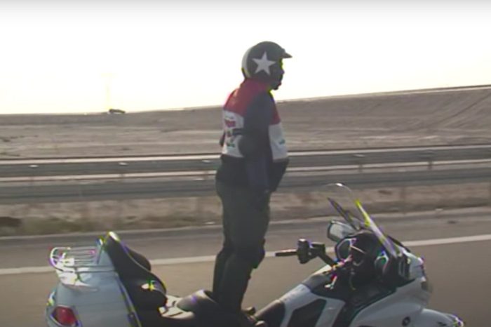 Motorcycle Rider Stands on Bike for 25 Miles in Record-Breaking Stunt
